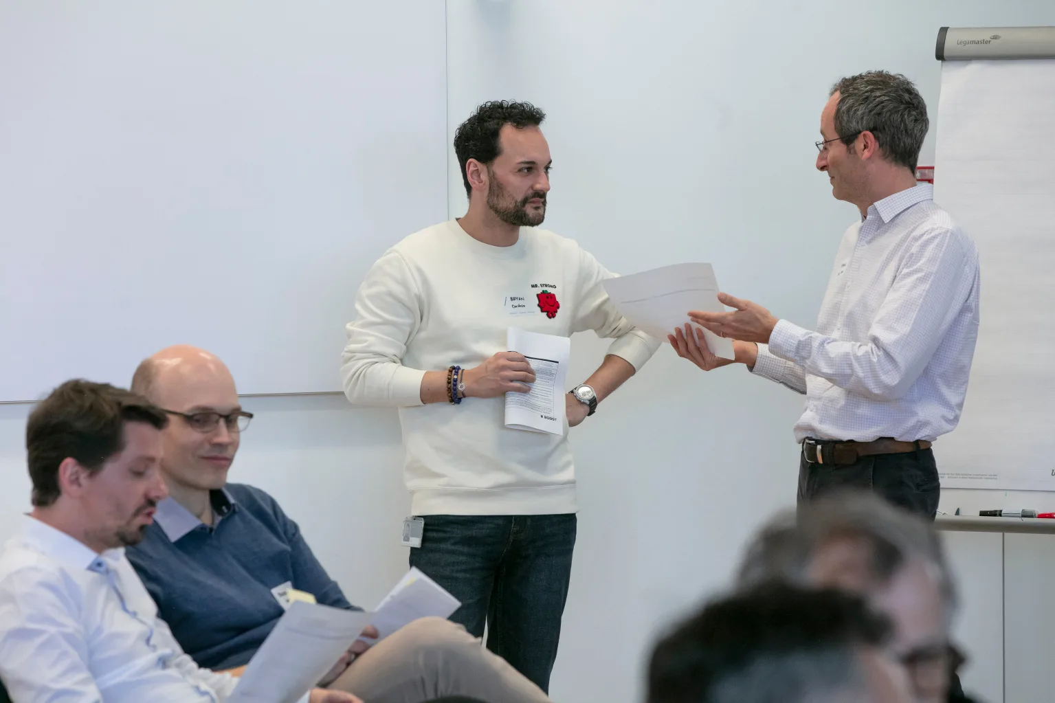 Participants practising structured communication exercises